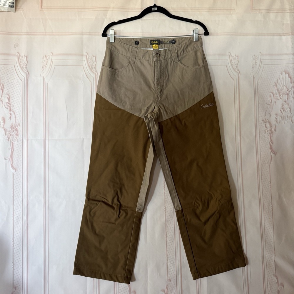 Cabela's Upland Traditions Hunting Pants Beige Brown Canvas Nylon Men's 30x27